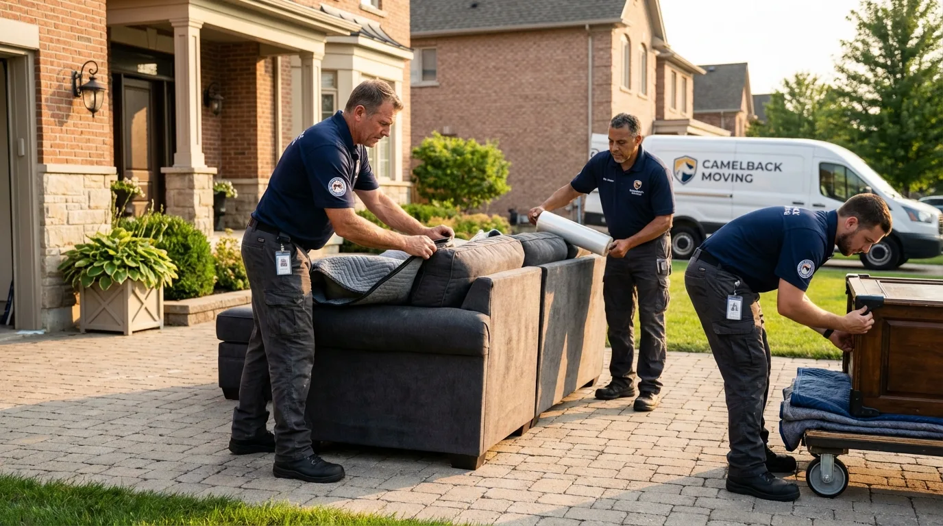 Large estate moving crew wrapping furniture in Bridgeville, DE